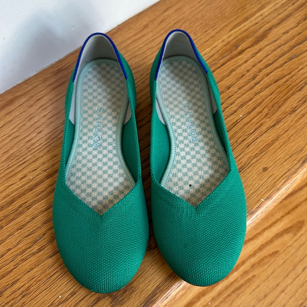 EUC Rothy’s The Flat, Jade Green, 6.5